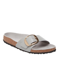Birkenstock Madrid Big Buckle in Stone Coin Gray Natural High-Shine Leather Patent