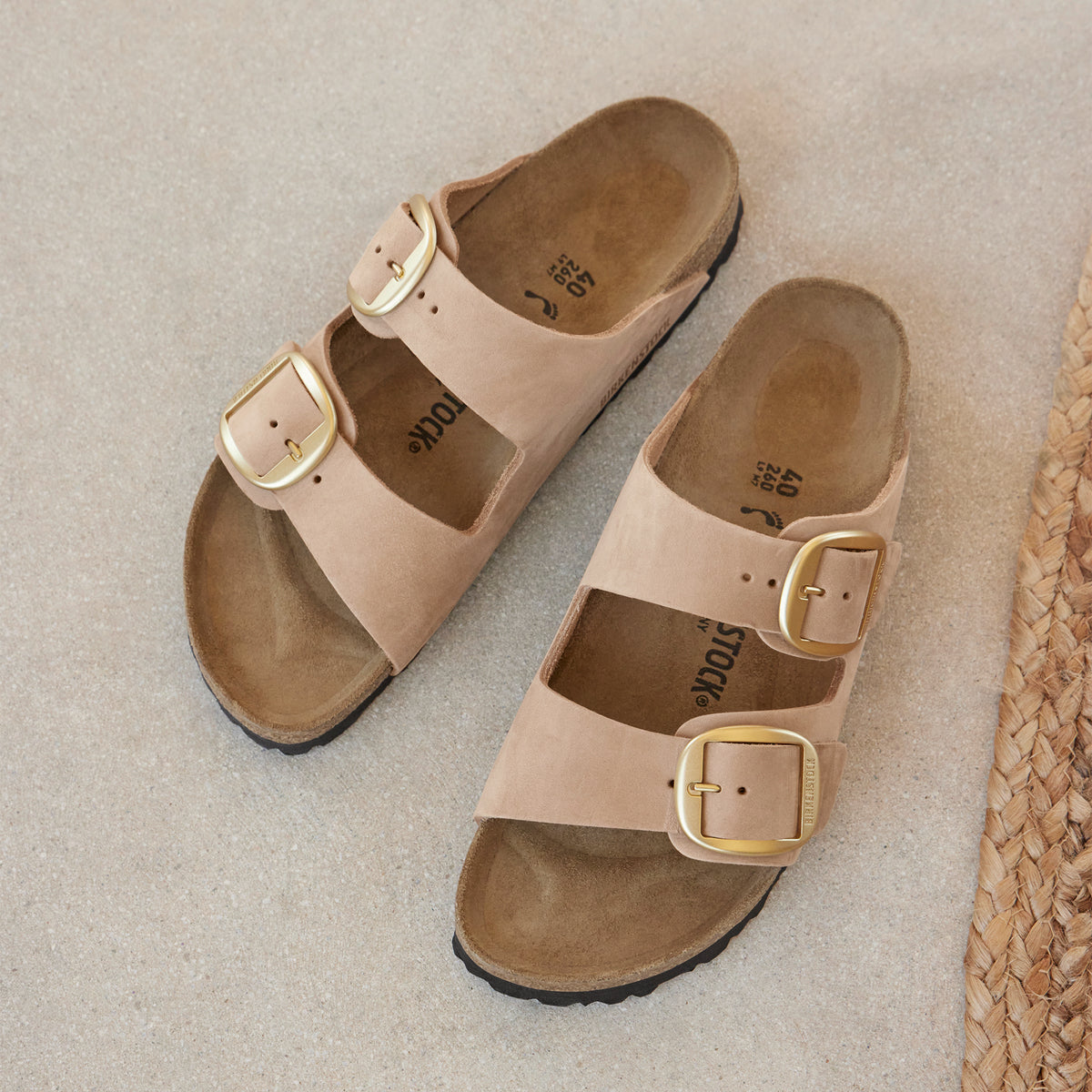 Birkenstock Arizona Big Buckle Sandal in Sandcastle Nubuck Leather