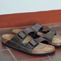 Birkenstock Arizona Soft Footbed in Iron Oiled Leather