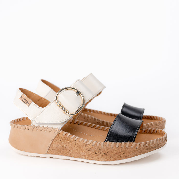 Women's Pikolinos Marina Wedge Sandal in Black Leather W1C-0709C1 / W1C-0709C1B