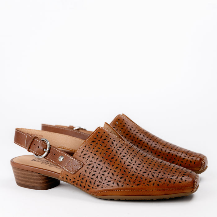 Women's Pikolinos Alameda Slingback Heel with Perforated Brandy Leather W1N-5955C1B