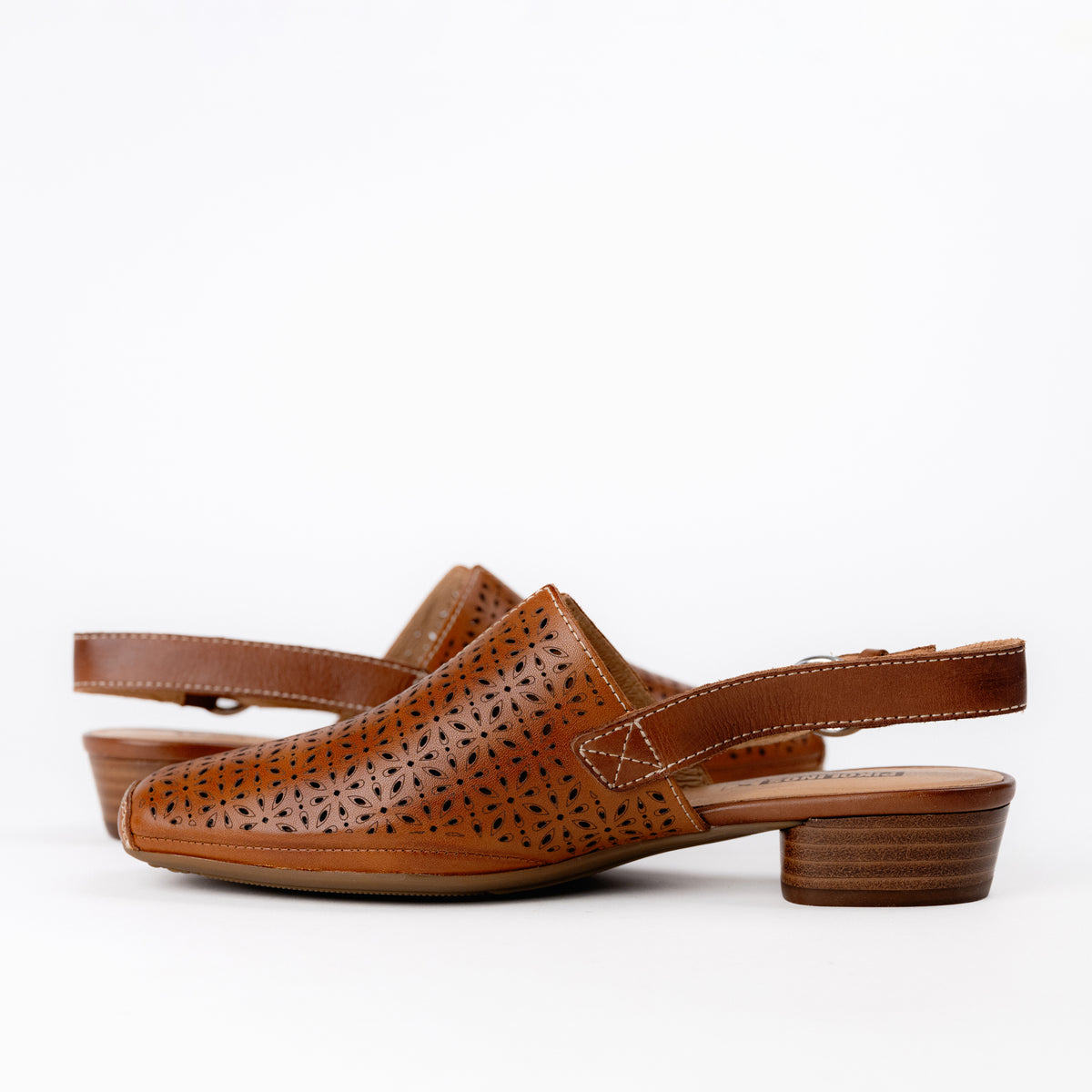 Women's Pikolinos Alameda Slingback Heel with Perforated Brandy Leather W1N-5955C1B