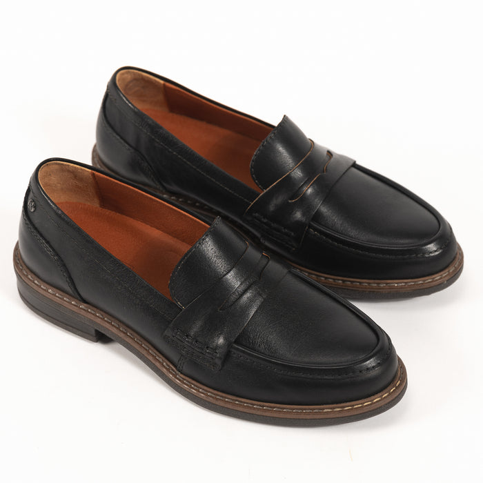 ALDAYA PENNY LOAFER - BLACK - LEATHER