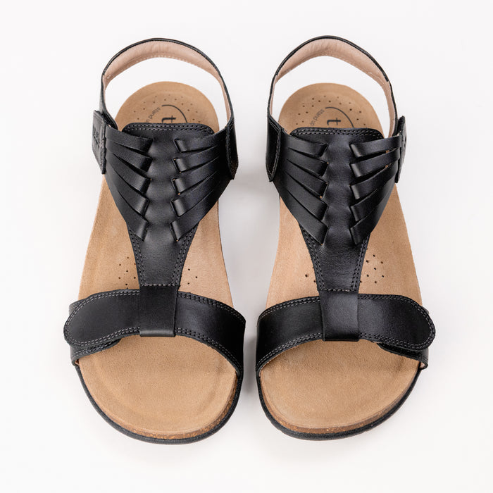 Women's Taos Wonderful Comfort Sandal in Black Leather