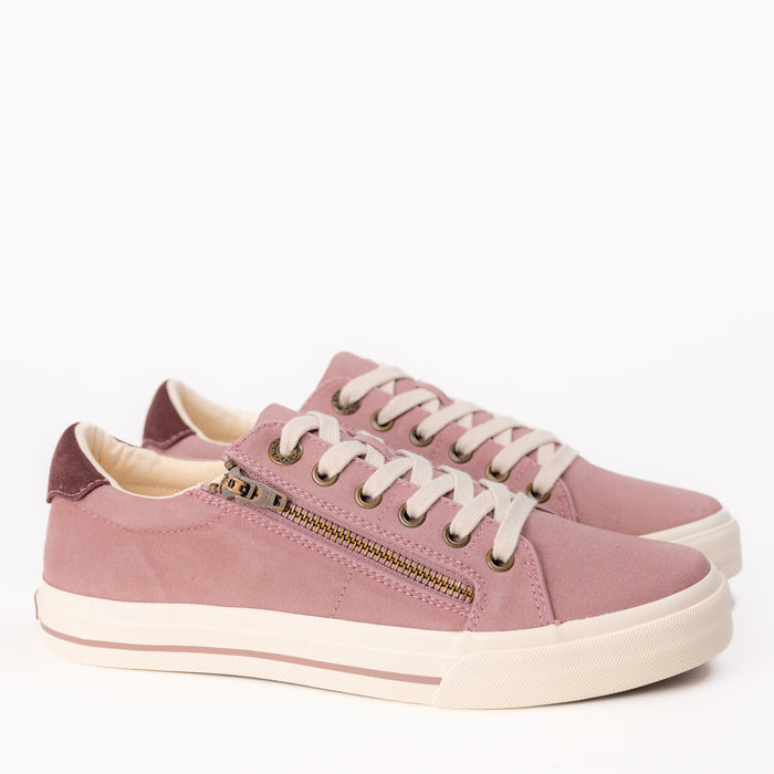 Women's Taos Z-Soul Zipper Sneaker in Dusty Rose Canvas
