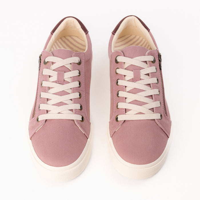 Women's Taos Z-Soul Zipper Sneaker in Dusty Rose Canvas