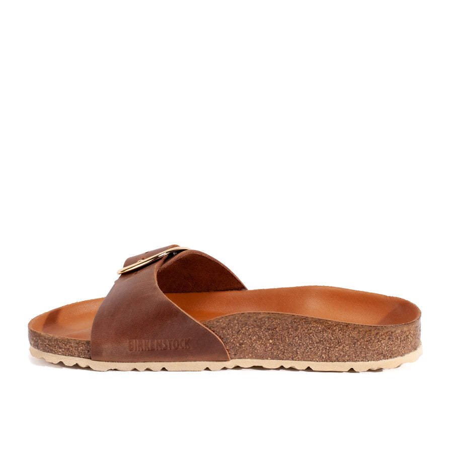 Birkenstock Madrid Big Buckle in Premium Cognac Oiled Leather