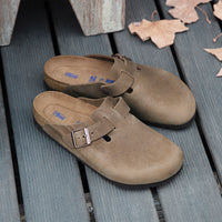 Birkenstock Boston Soft clog in Tobacco Oiled Leather, featuring an adjustable strap and soft footbed.