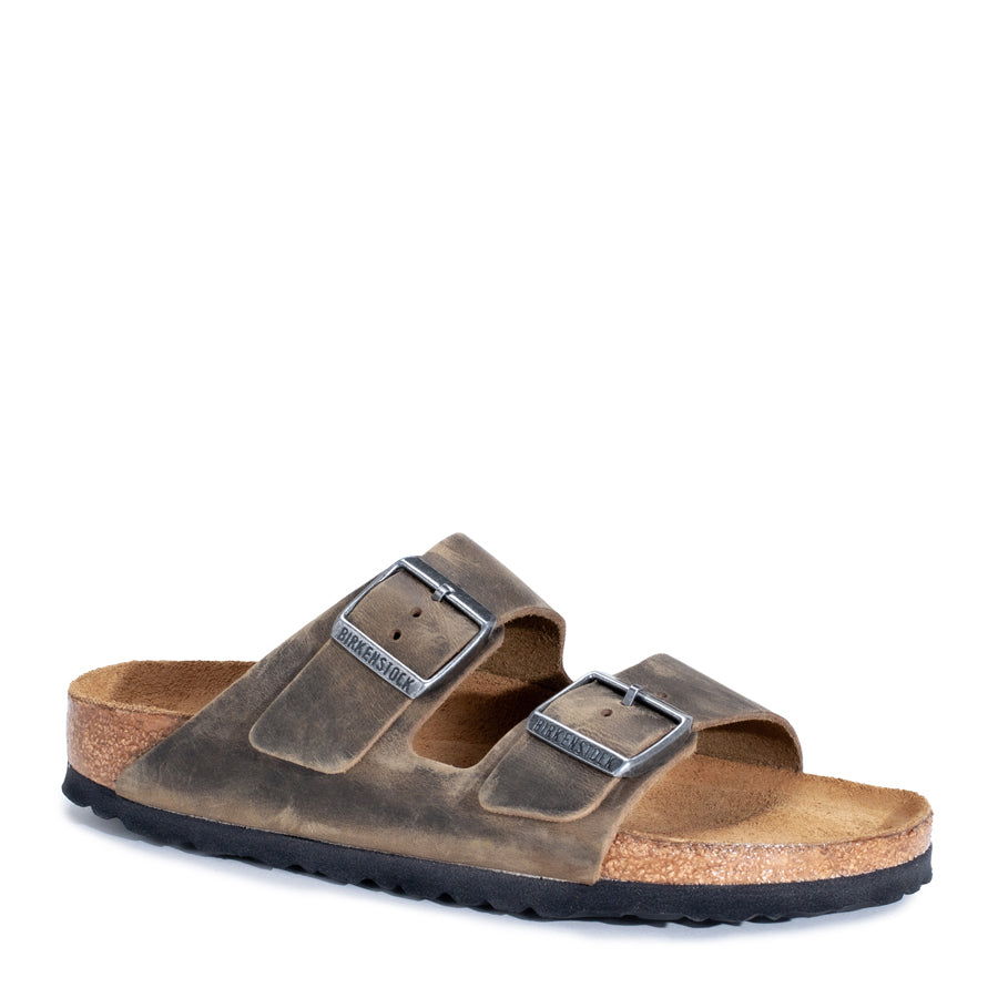 Birkenstock Arizona Oiled Leather Soft Footbed Faded Khaki Double Strap Sandals Arizona Soft Footbed Oiled Leather in Color Faded Khaki  main image 3
