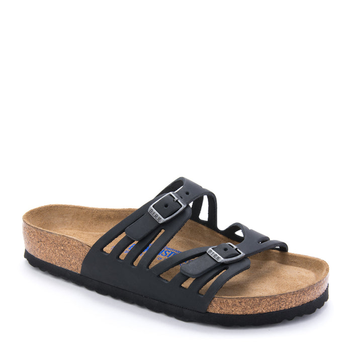 Birkenstock Granada Soft Sandal in Black Oiled Leather