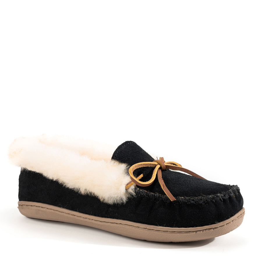 ALPINE SHEEPSKIN MOC - BLACK - SUEDE â Plaza Shoe Store