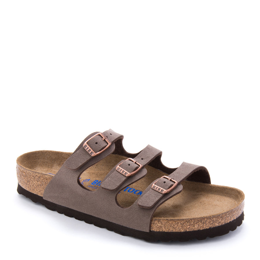 Women's Birkenstock Florida Soft Sandals in Mocha Birkibuc Birko-Flor Nubuck 0053881