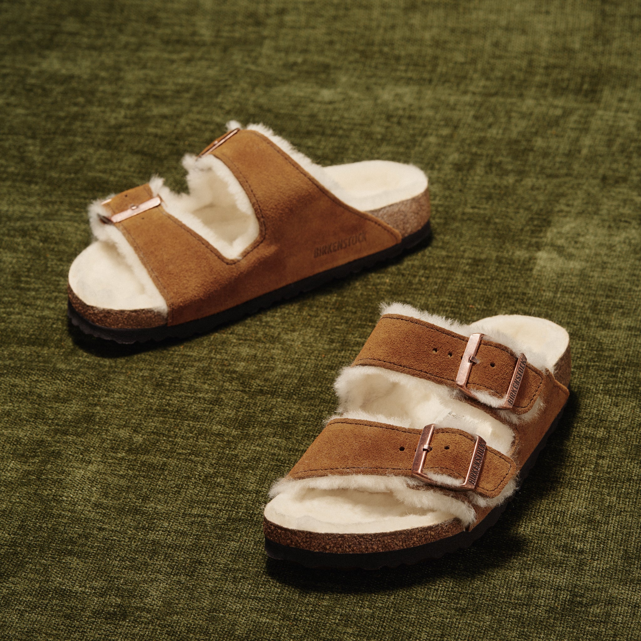 Birkenstock Arizona Sandal with Genuine Shearling Lining in