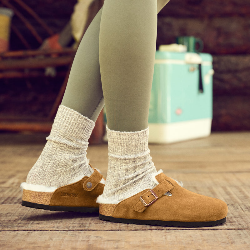 Birkenstock Boston Shearling – Mink Suede Plaza Shoe Store