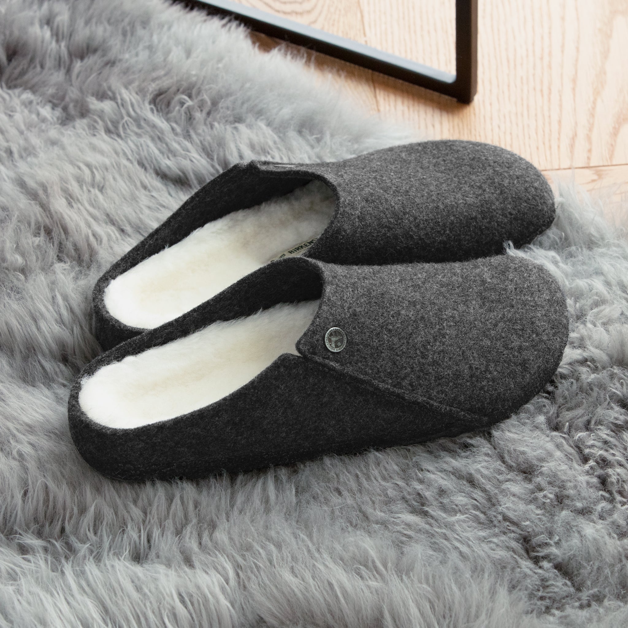 BIRKENSTOCK ZERMATT WOOL SLIP-ON HOUSESHOE IN ANTHRACITE