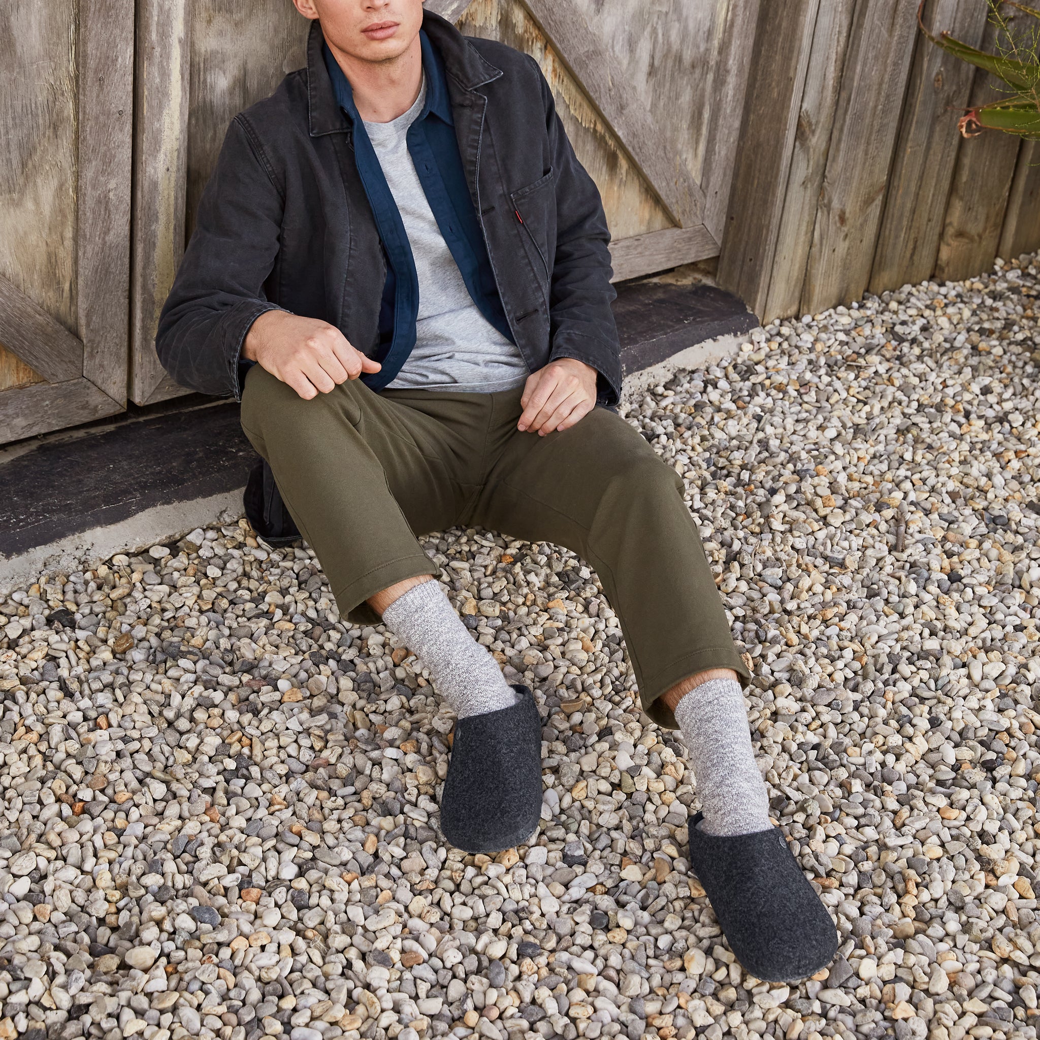 Birkenstock Zermatt Shearling Wool House Shoe | Anthracite Gray