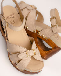 Dansko Alanna Wood Wedge sandal in Vanilla leather 
