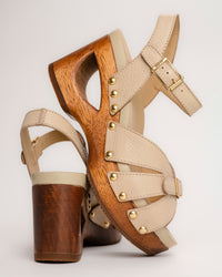 Dansko Alanna Wood Wedge sandal in Vanilla leather 