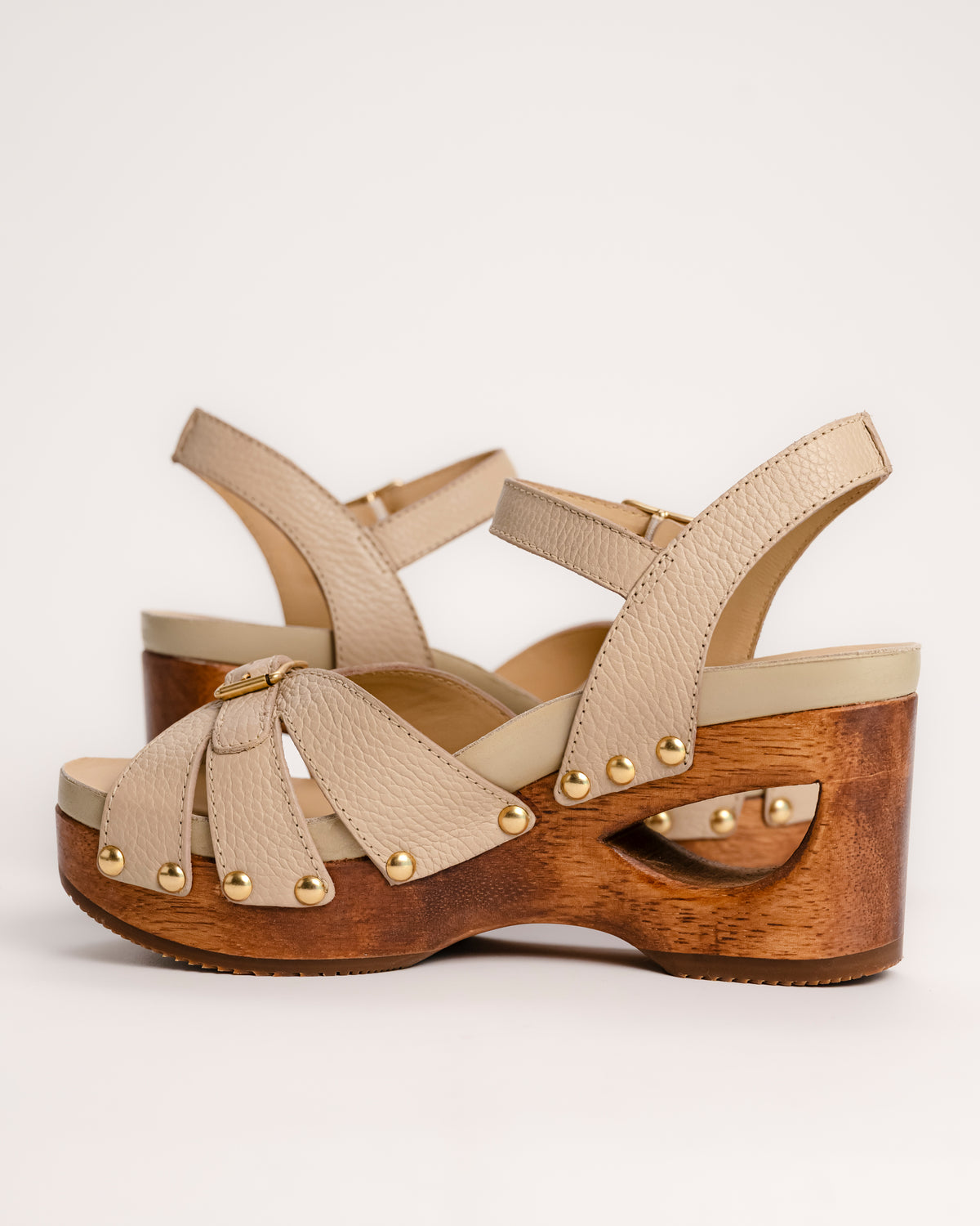 Dansko Alanna Wood Wedge sandal in Vanilla leather 