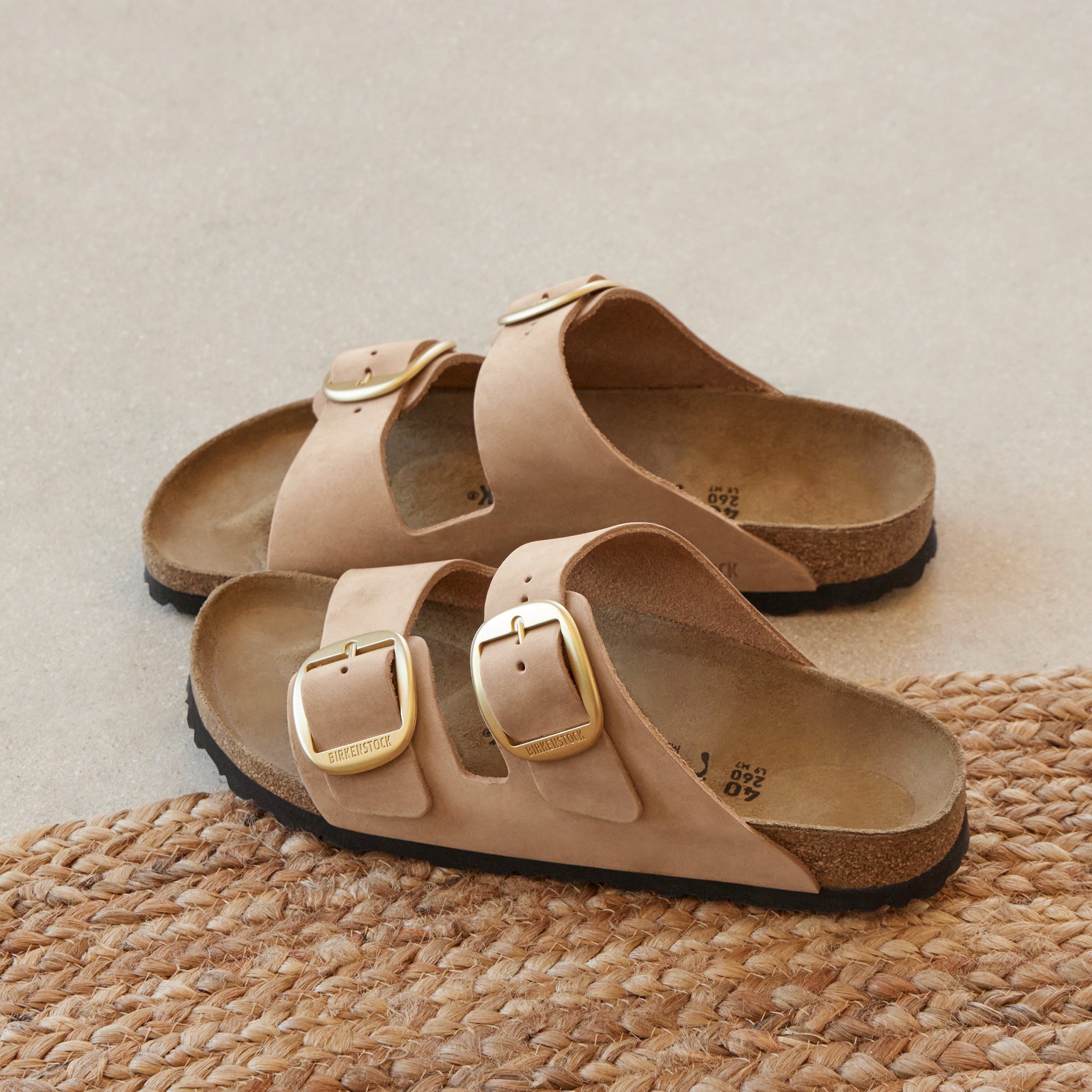 Birkenstock arizona big buckle flat sandals in tan new arrivals