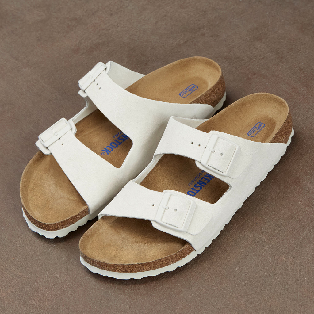 Birkenstock Men\'s Arizona Soft Footbed Suede Antique White Sandals Size 10. NEW BIRKENSTOCK Arizona Soft Footbed Sandal in Antique White  main image 3