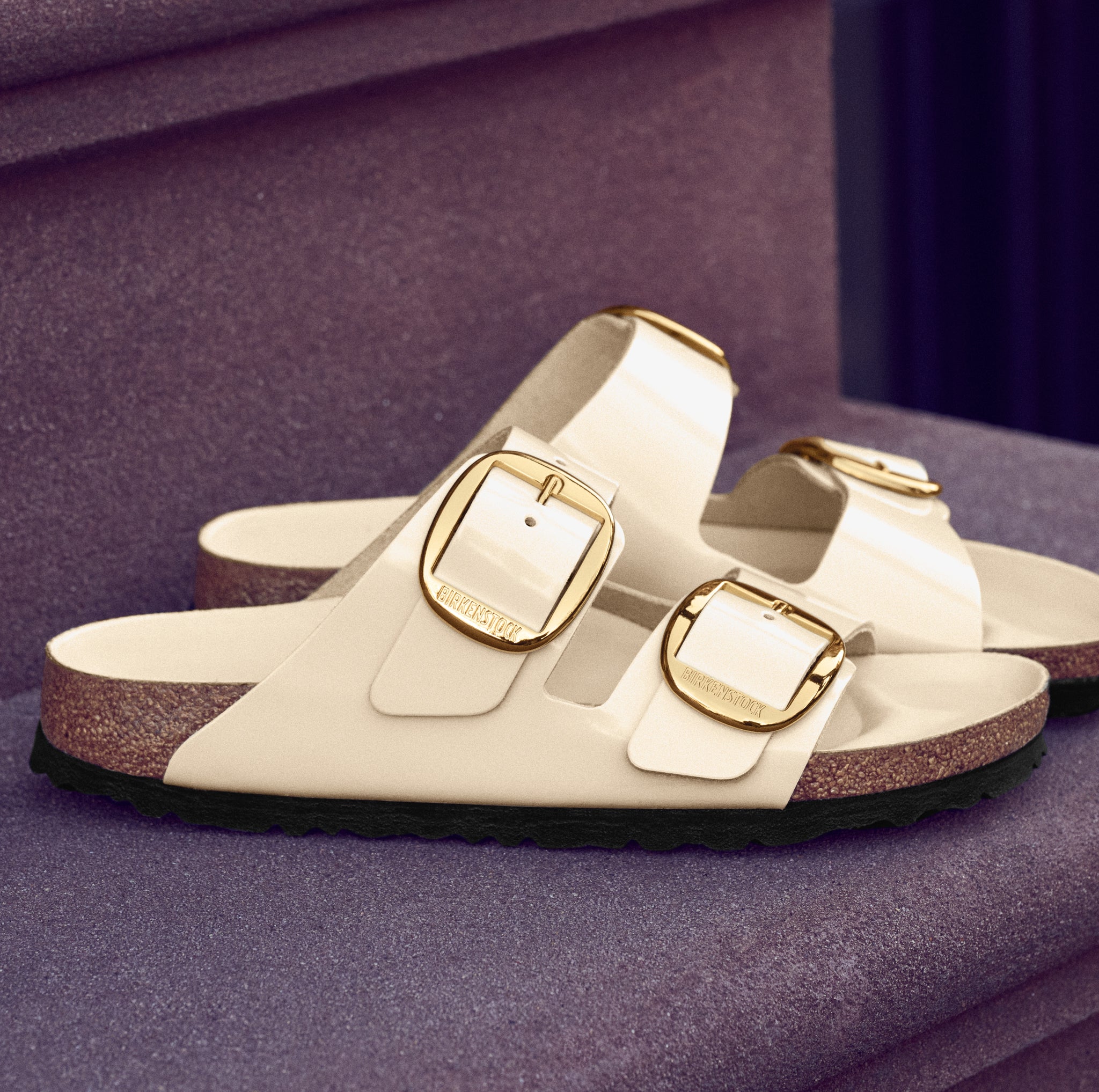 Birkenstock Arizona Big Buckle Sandal in Ecru High-Shine