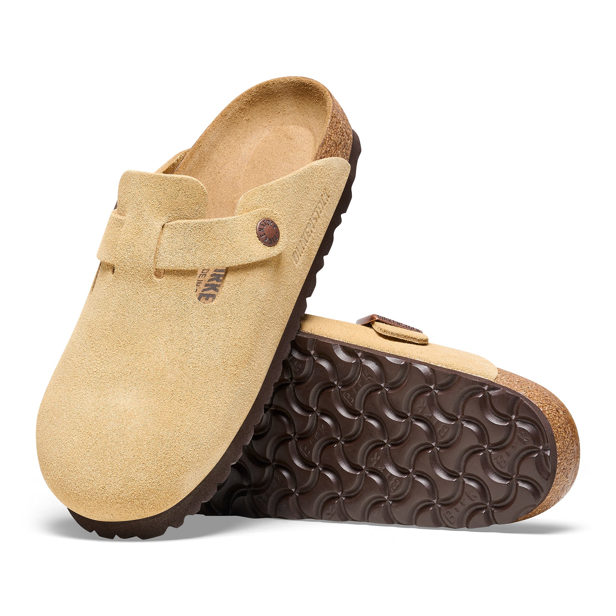 Birkenstock Boston – Latte Suede | Plaza Shoe Store