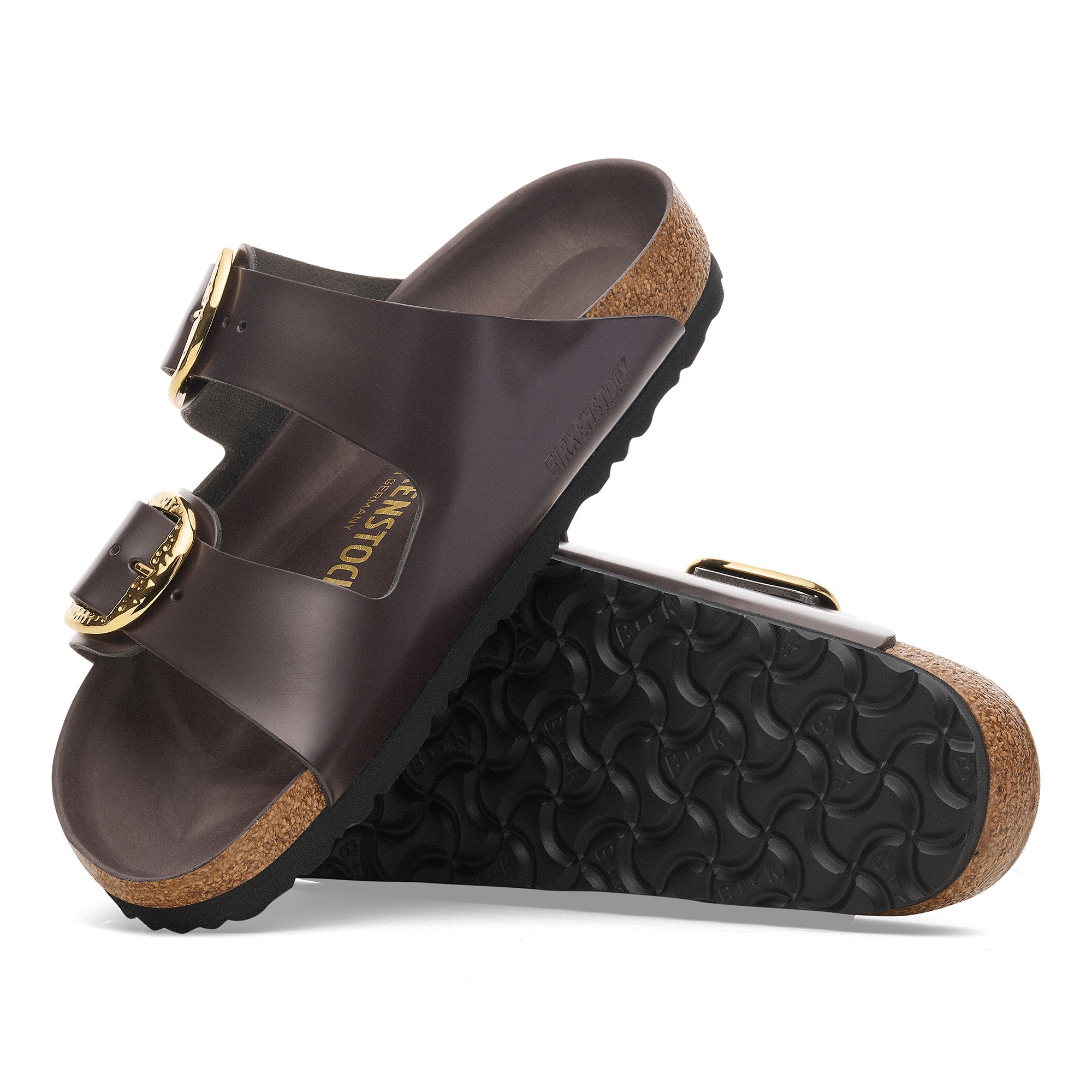Birkenstock Arizona Hammered Big Buckle High-Shine Espresso Patent