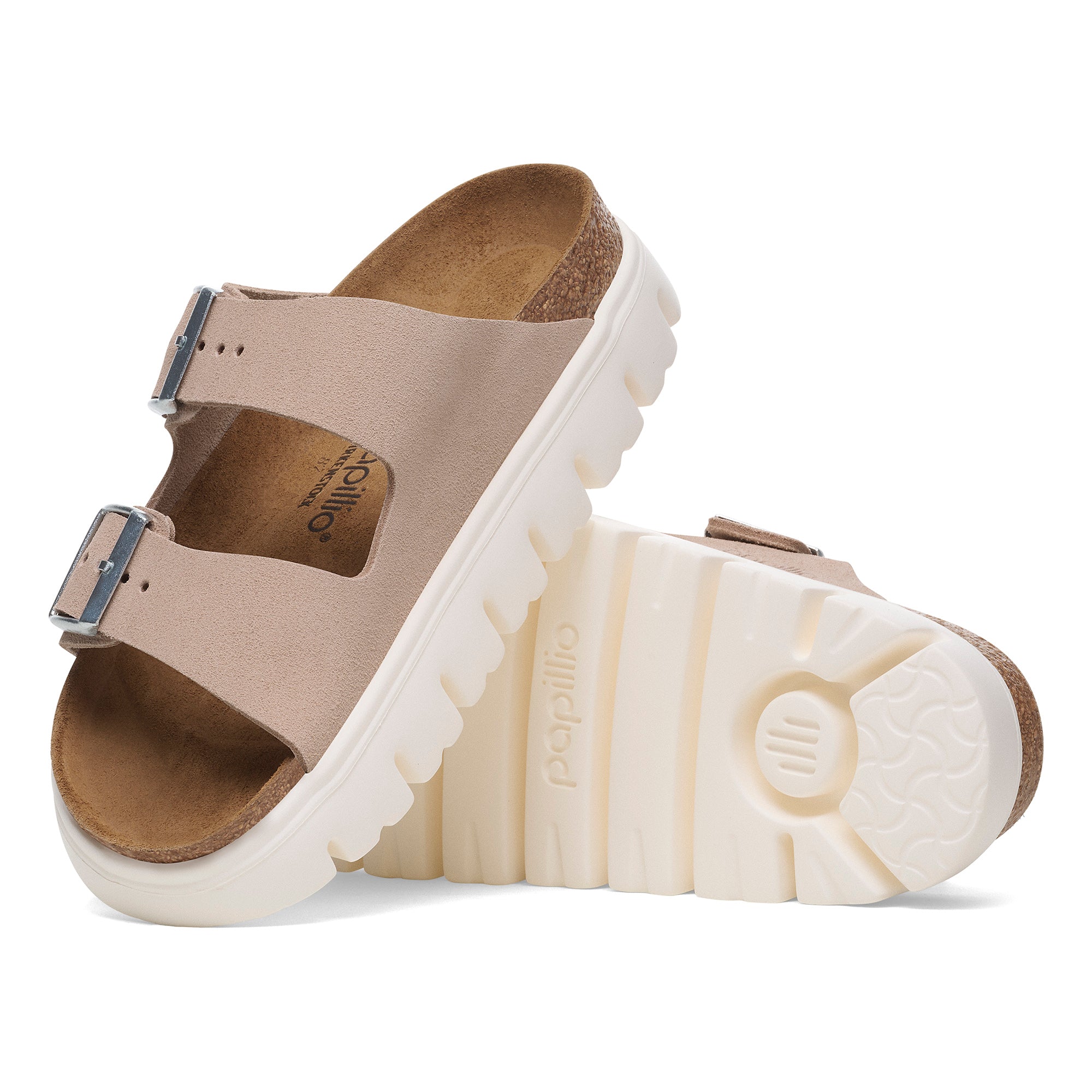 Birkenstock Arizona Chunky Platform Sandal in Light Rose Suede