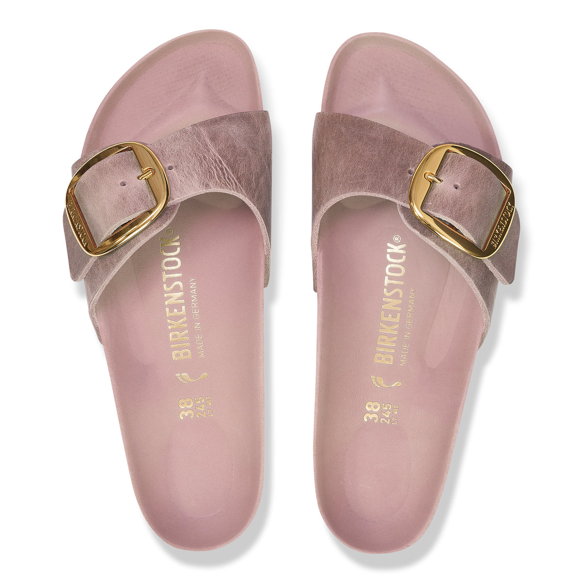 Women's Birkenstock Madrid Big Buckle Slide in Lavender Oiled Leather