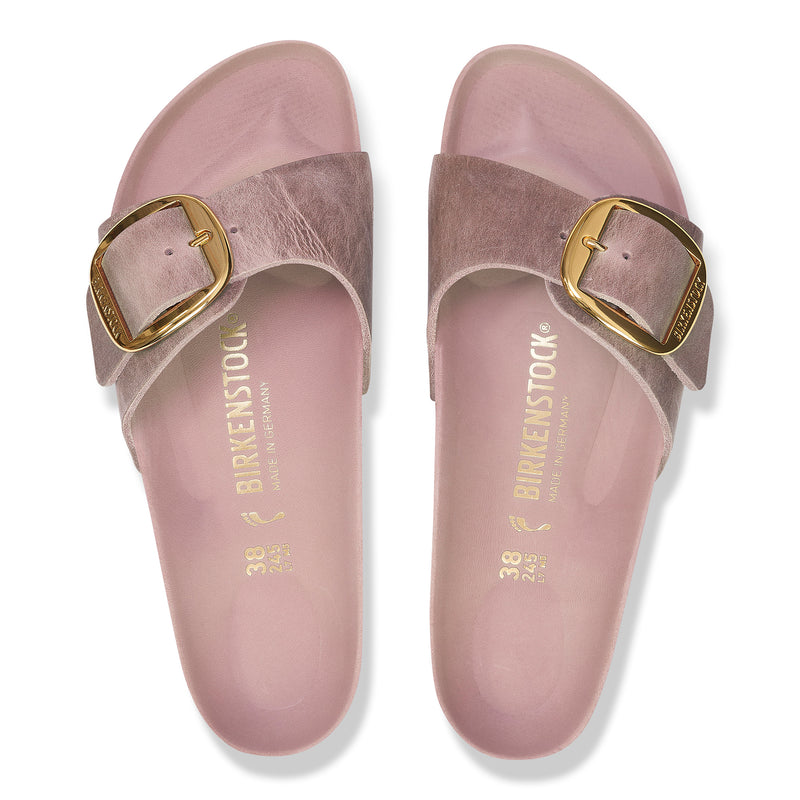 Women's Birkenstock Madrid Big Buckle Slide in Lavender Oiled Leather