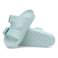 Profile and outsole view of the Arizona EVA in Surf Green with Stealth translucent buckles. A new style for 2025, great for water activities or post-workout comfort.