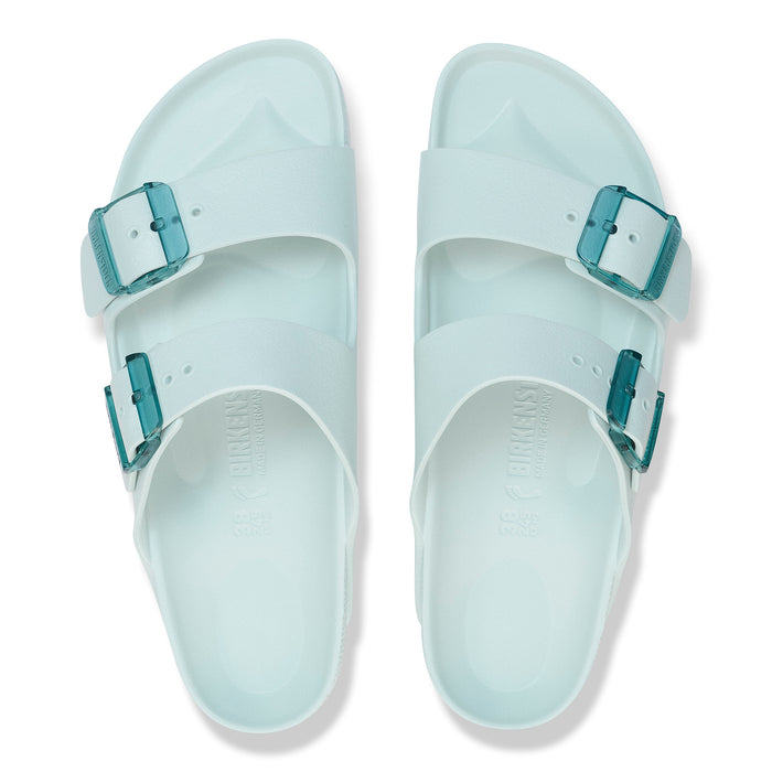 Overhead detail view of the EVA contoured footbed on the Arizona two-strap water sandal by Birkenstock.