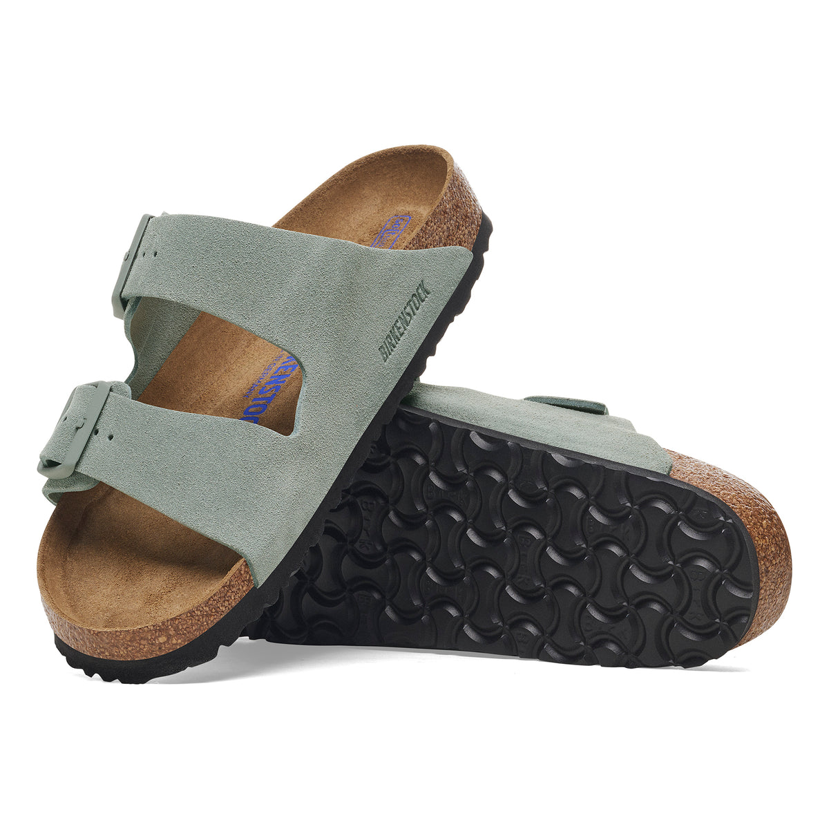 Birkenstock Arizona Soft Footbed in Pure Sage Suede Leather