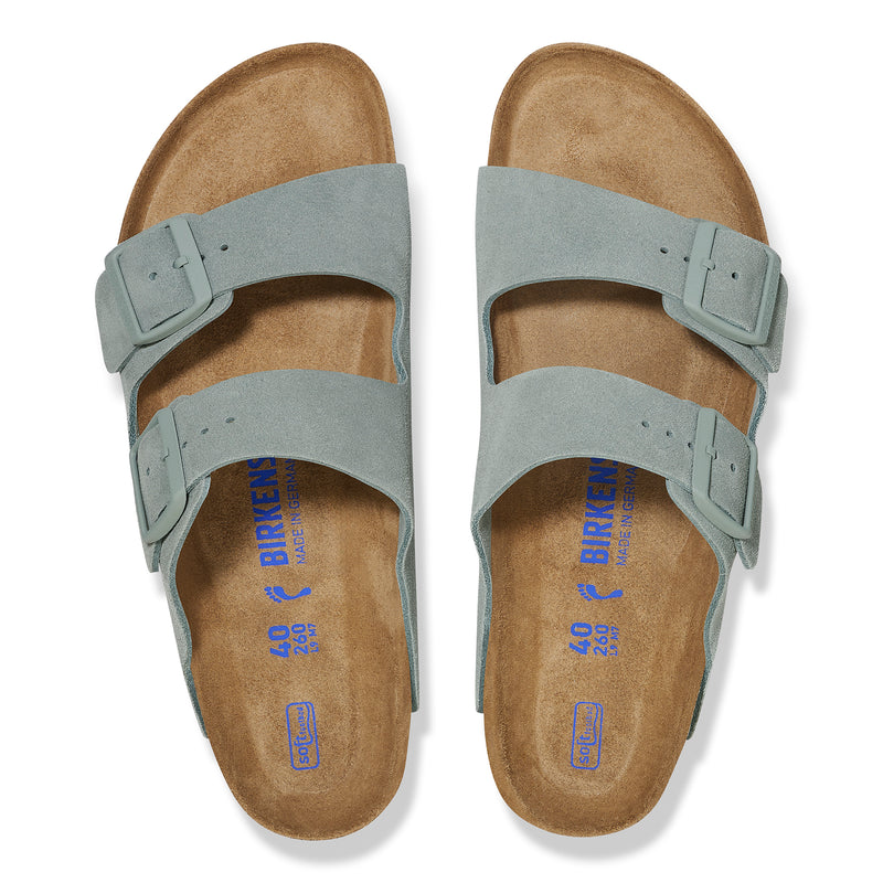 Birkenstock Arizona Soft Footbed in Pure Sage Suede Leather