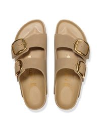 Pair of Birkenstock Arizona Big Buckle Sandal in Tobacco Brown Oiled Leather on a white background