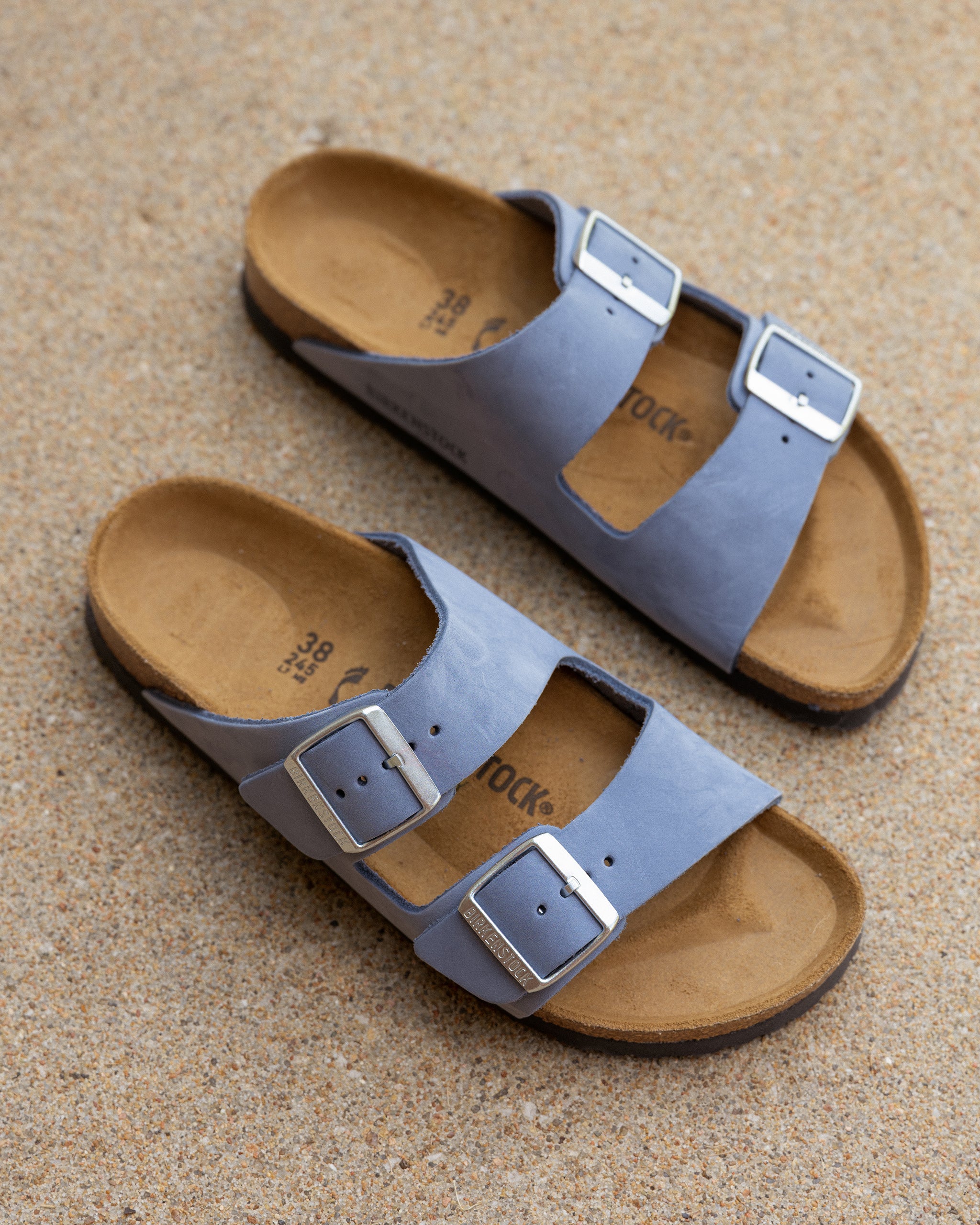 Birkenstock Arizona Sandal in Stone Blue Nubuck Leather – Plaza