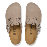 Women's Birkenstock Boston Rivet Clog in Taupe Suede Leather