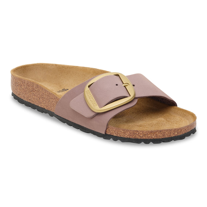 Birkenstock Madrid Big Buckle Slide in Faded Purple Nubuck Leather