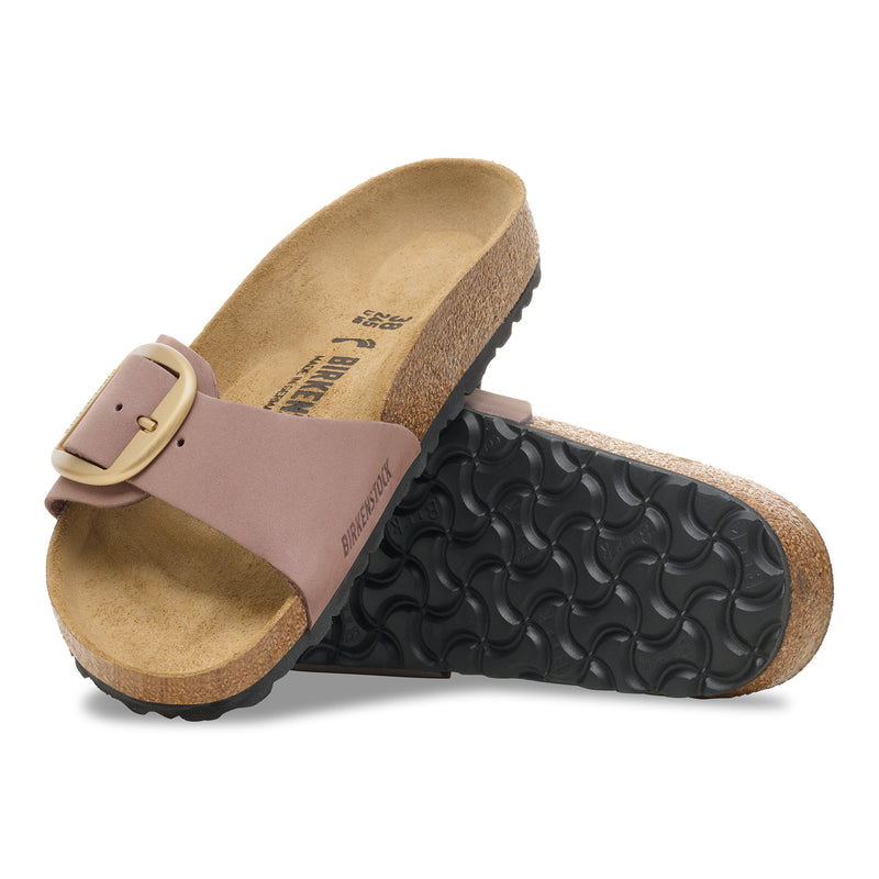 Birkenstock Madrid Big Buckle Slide in Faded Purple Nubuck Leather