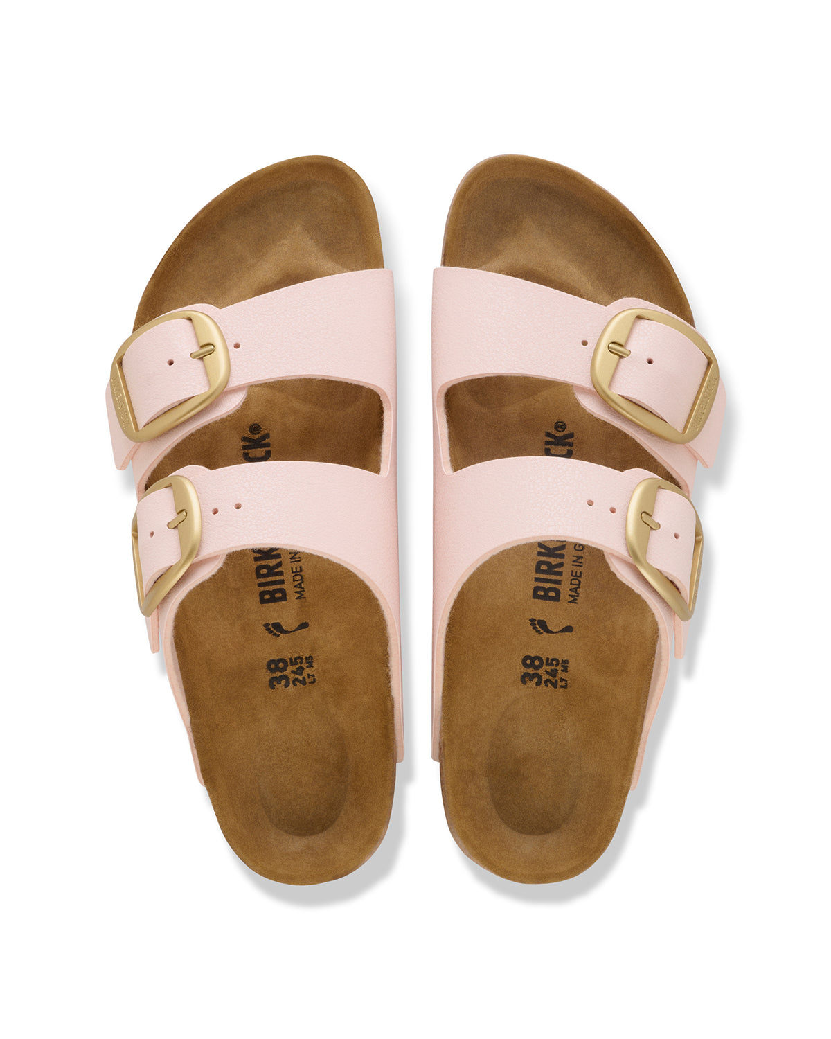 The Birkenstock Arizona Big Buckle in Light Rose Birkibuc bridges the gap between high-fashion aesthetics and everyday durability. This edition updates the legendary two-strap sandal with an amplified, oversized metal buckle that acts as a striking centerpiece. The upper is crafted from light pink-colored Birkibuc, a skin-friendly, durable synthetic material that perfectly mimics the soft texture and matte finish of nubuck leather.