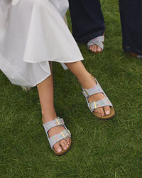 Women’s Birkenstock Arizona Suede Sandal in Baby Blue Flower Print 1031737