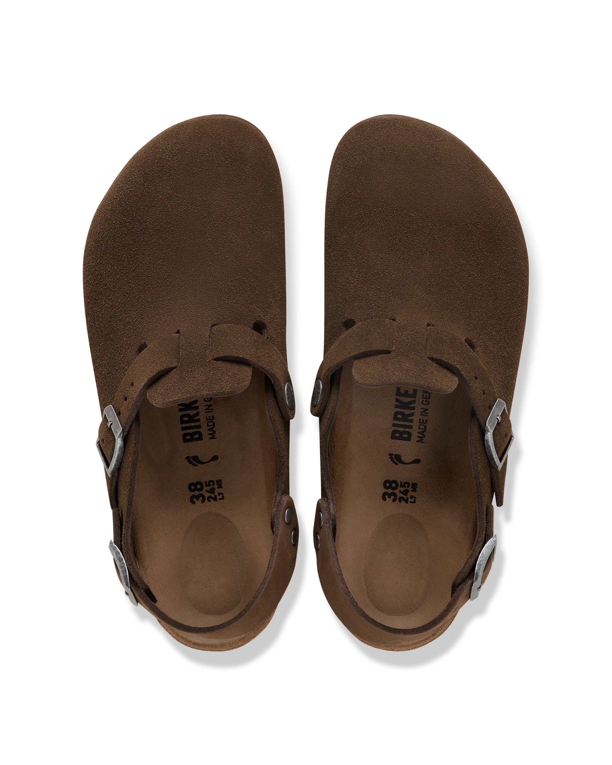 Birkenstock Tokio Suede Leather Backstrap Clog in Carafe Brown