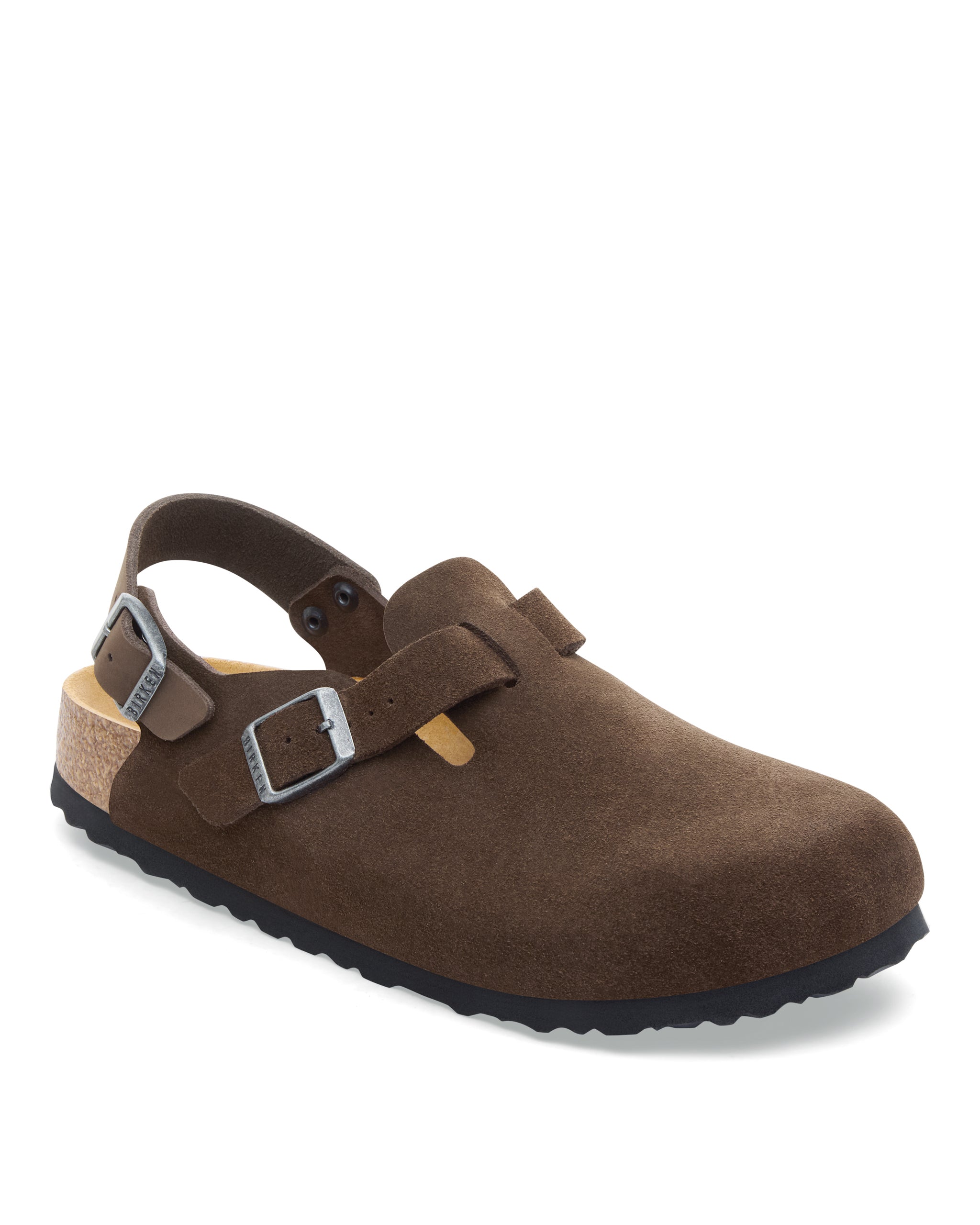 Birkenstock Tokio Suede Leather Backstrap Clog in Carafe Brown