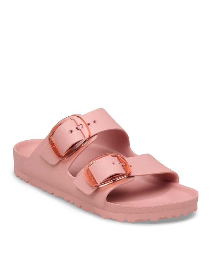 Birkenstock Arizona Big Buckle Stealth EVA Sandal in Pink Clay on a white background
