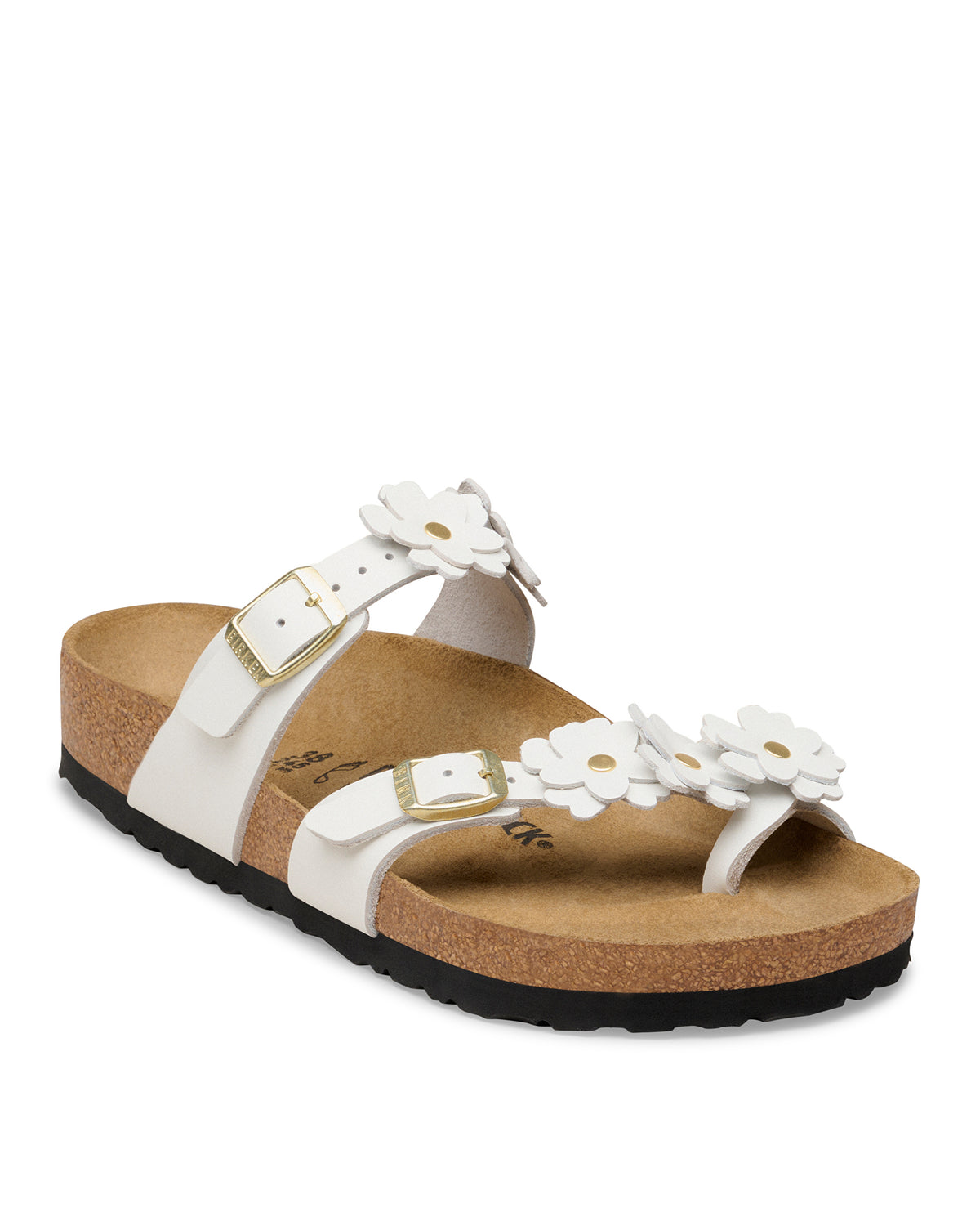 The Mayari Flowers takes that classic, secure toe-loop design we all love and dresses it up with sweet leather floral appliqués.&nbsp;A slightly more "feminine" take on the utility look, making it easy to pair with sundresses or cropped denim without feeling too sporty.