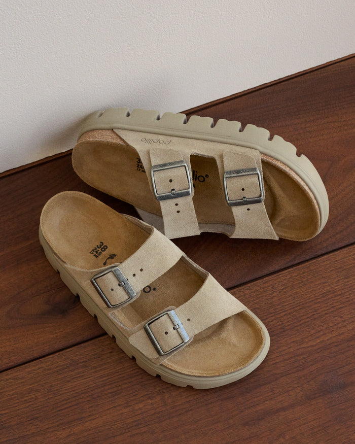 Birkenstock Arizona Chunky Platform Sandals in Suede - Taupe