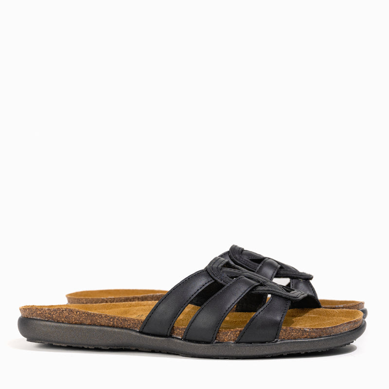 Women's Naot Liv Slide in Black Leather
