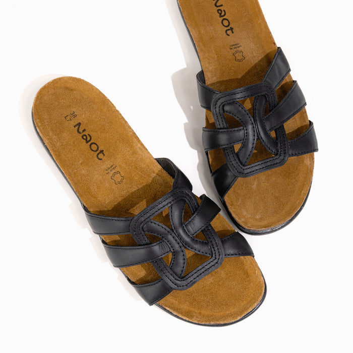 Women's Naot Liv Slide in Black Leather