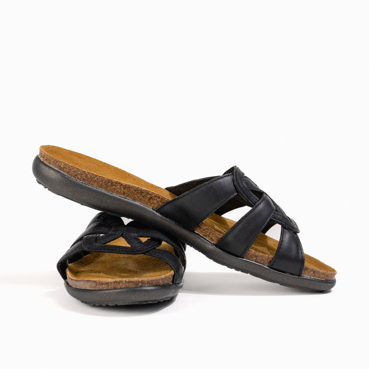 Women's Naot Liv Slide in Black Leather